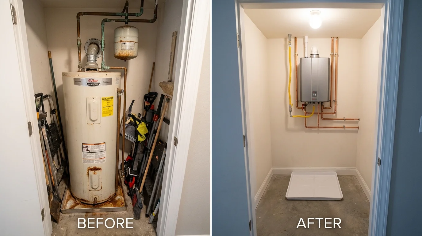 Tank water heater versus wall-mounted tankless unit comparison for Monroe, NY homeowners